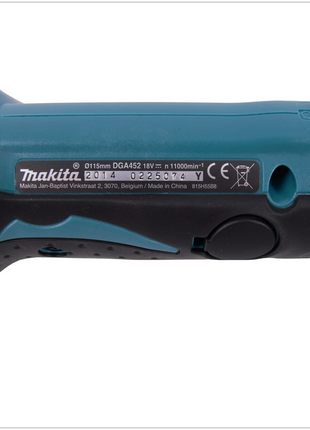 Makita DGA 452 ZE Akku Winkelschleifer 18V 115mm Solo + 1x passende Einlage für Makpac (  837632-8 ) - ohne Akku, ohne Ladegerät - Toolbrothers