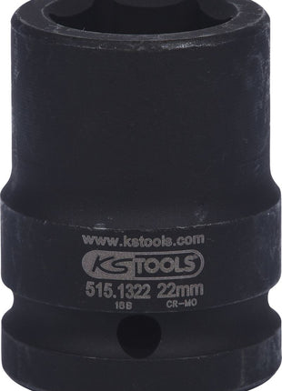 KS TOOLS 3/4" Sechskant-Kraft-Stecknuss, kurz, 22mm ( 515.1322 ) - Toolbrothers