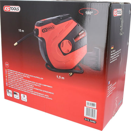 KS TOOLS Automatischer Druckluftschlauch-Aufroller, Ø 10mm x 15m ( 515.3440 ) - Toolbrothers
