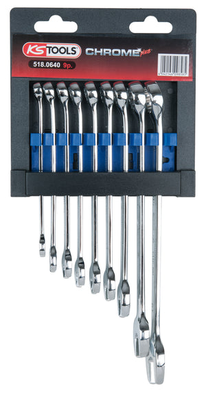 KS TOOLS CHROMEplus Ringmaulschlüssel-Satz, abgewinkelt, 9-tlg ( 518.0640 )