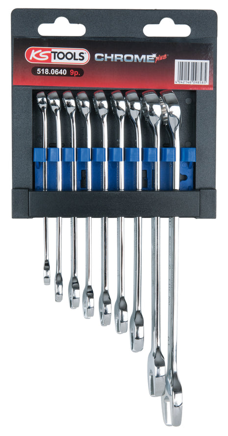 KS TOOLS CHROMEplus Ringmaulschlüssel-Satz, abgewinkelt, 9-tlg ( 518.0640 ) - Toolbrothers