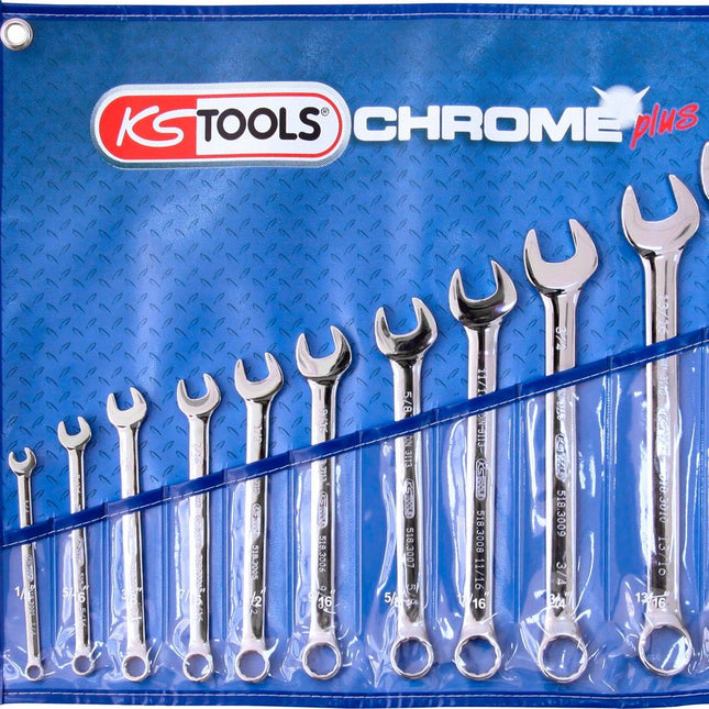 KS TOOLS CHROMEplus Ringmaulschlüssel-Satz, abgewinkelt, 11-tlg Zoll ( 518.3000 ) - Toolbrothers