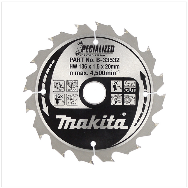 Makita Specialized Sägeblatt B-33532 mit 16 Zähnen CCC13616E 136 mm - Toolbrothers