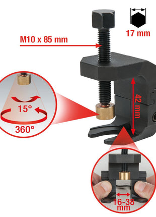 KS TOOLS Universal Scheibenwischerarm-Abzieher mit verstellbarer Abziehgabel, 16-38 mm ( 700.1178 ) - Toolbrothers