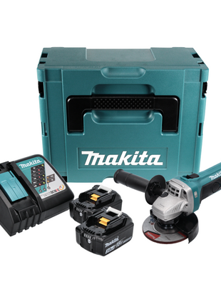 Makita DGA 452 RFJ Akku Winkelschleifer 18 V 115 mm + 2x Akku 3,0 Ah + Ladegerät + Makpac - Toolbrothers