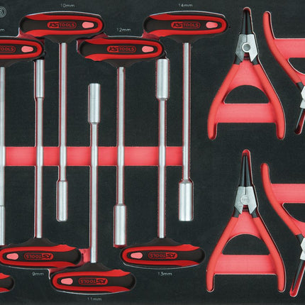 KS TOOLS Sicherungszangen und T-Griff-Satz, 12-tlg, 1/1 Systemeinlage ( 711.0012 ) - Toolbrothers