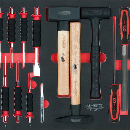 KS TOOLS SCS Feilen-, Meißel- und Hammer-Satz, 18-tlg in 1/1 Systemeinlage ( 711.0018 ) - Toolbrothers