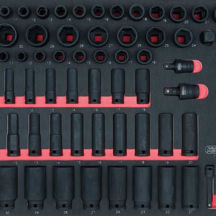 KS TOOLS 3/8"+1/2" SCS Kraft-Steckschlüssel-Satz, 73-tlg in 1/1 Systemeinlage ( 711.0073 )