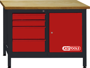 KS TOOLS Werkbank mit 4 Schubladen und 1 Tür, H840xB1200xT500mm ( 865.0006 )