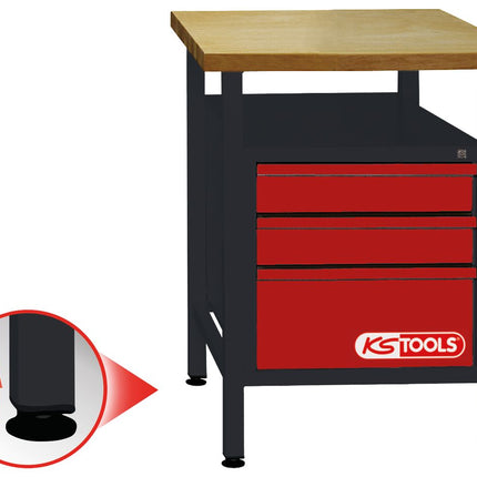 KS TOOLS Werkbank mit 3 Schubladen, H840xB600xT600mm  ( 865.0010 )