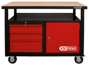 KS TOOLS Fahrbare Werkbank mit 3 Schubladen und 1 Tür ( 865.0101 )