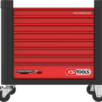 KS TOOLS PERFORMANCEplus P30 SCHWARZ/ROT Werkstattwagen mit 8 Schubladen ( 873.4008 ) - Toolbrothers