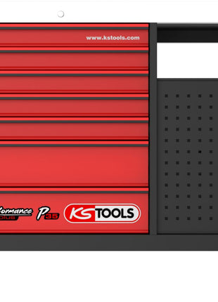 KS TOOLS PERFORMANCEplus P35 SCHWARZ/ROT Werkstattwagen mit 12 Schubladen ( 873.5008 ) - Toolbrothers