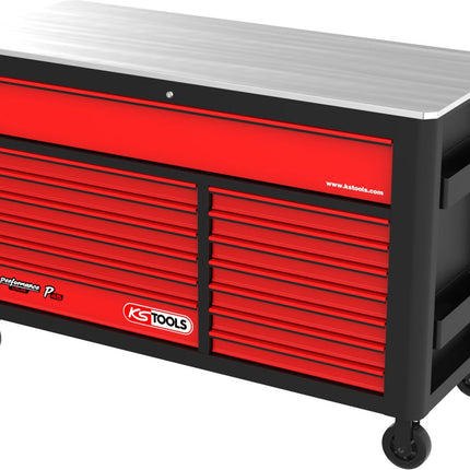 KS TOOLS PERFORMANCEplus P45 SCHWARZ/ROT Werkstattwagen mit 14 Schubladen ( 873.7014 ) - Toolbrothers