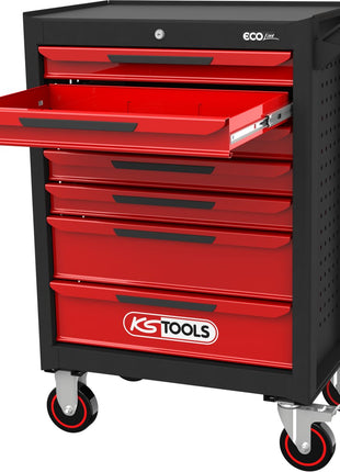 KS TOOLS ECOline SCHWARZ/ROT Werkstattwagen mit 7 Schubladen ( 897.0007 ) - Toolbrothers