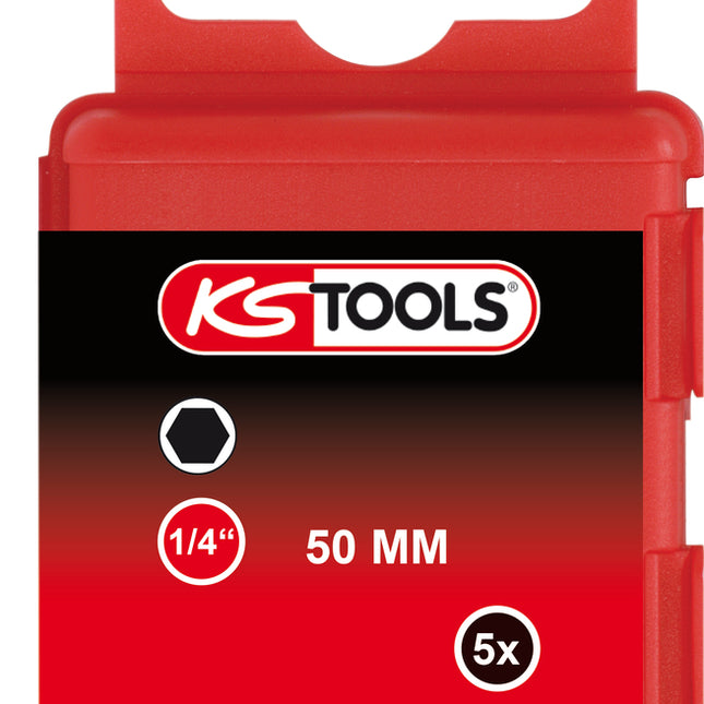 KS TOOLS 1/4" Bit Innensechskant, 50mm, 4mm, 5er Pack ( 911.2813 ) - Toolbrothers