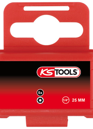 KS TOOLS 1/4" Bit Innensechskant, Bohrung, 25mm, 3/32'', 5er Pack ( 911.2956 ) - Toolbrothers