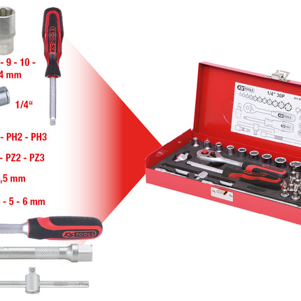 KS TOOLS 1/4' Juego de llaves de vaso 30 pzs ( 917.4030 )