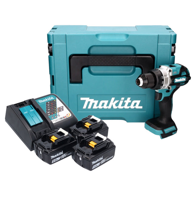 Trapano avvitatore a batteria Makita DDF 486 RT3J 18 V 130 Nm brushless + 3x batteria ricaricabile 5,0 Ah + caricabatterie + Makpac