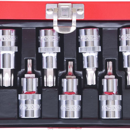 KS TOOLS 1/2" CHROMEplus Bit-Stecknuss-Satz Torx, Bohrung, 9-tlg TB20-TB60 ( 918.1386 ) - Toolbrothers