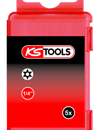 KS TOOLS 1/4" TORSIONpower Bit Torx, 75mm, TB20, mit Bohrung, 5er Pack ( 918.3661 ) - Toolbrothers