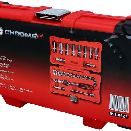 KS TOOLS 3/8" CHROMEplus Steckschlüssel-Satz, 27-tlg ( 958.0627 ) - Toolbrothers