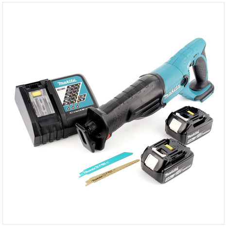 Makita DJR 182 18V Li-ion Akku Recipro Säbelsäge mit Ladegerät, zwei 4 Ah Akkus und 2 Sägeblättern - Toolbrothers