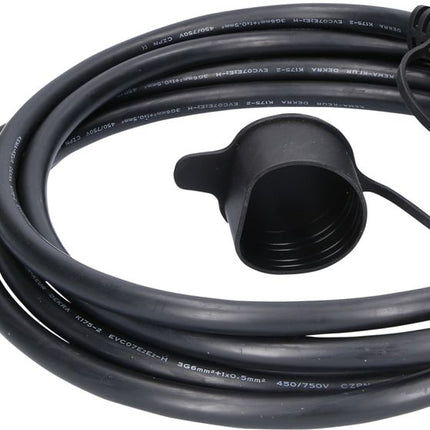 KS TOOLS Cable de carga efuturo, forma recta, extremo libre a enchufe de tipo 2 para conexión a una caja de pared, monofásico, hasta 7,4 kW, 32 A, 230 V, Modo 3, 5 metros ( 117.7255 )