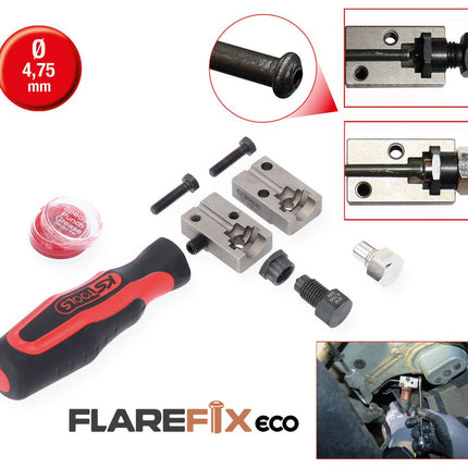 KS TOOLS FLAREFIXeco 4,75 mm Universal-Bremsleitungs-Bördelgerät-Satz, 4-tlg ( 122.1215 ) - Toolbrothers