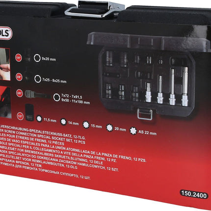 KS TOOLS Bremssattelverschraubung-Spezialstecknuss-Satz, 12-tlg ( 150.2400 ) - Toolbrothers
