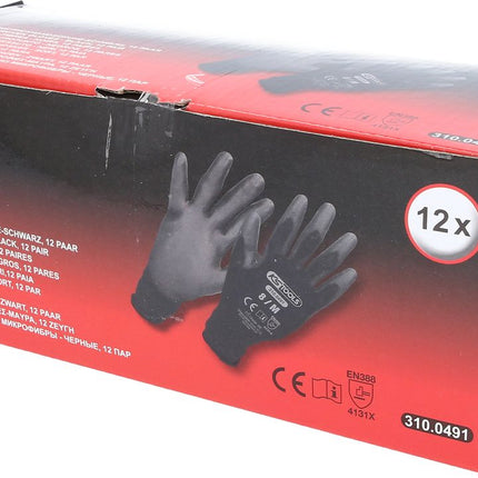 KS TOOLS Mikro-Feinstrickhandschuhe-schwarz, 8, 12 Paar ( 310.0491 ) - Toolbrothers
