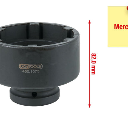 KS TOOLS 1" Nutmuttern-Schlüssel mit 6 Zapfen für Mercedes, 86 mm ( 460.1075 )