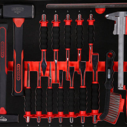 KS TOOLS Hammer- / Meißel- / und Feilen-Satz in Schaumstoffeinlage, 21-tlg ( 811.0021 ) - Toolbrothers