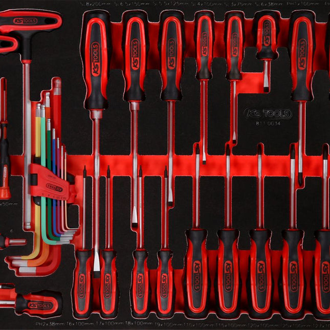 KS TOOLS Schraubendreher-Satz in Schaumstoffeinlage, 34-tlg ( 811.0034 )