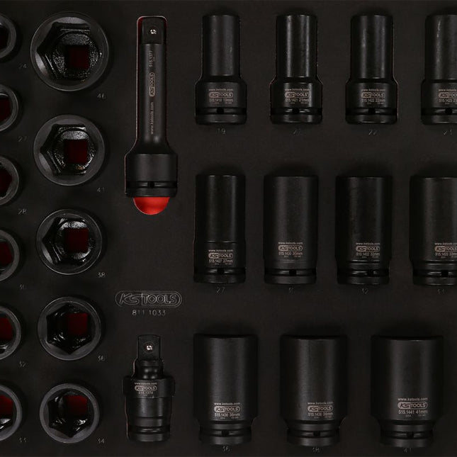 KS TOOLS 3/4'' Kraft-Stecknuss-Satz in Schaumstoffeinlage, 33-tlg ( 811.1033 ) - Toolbrothers