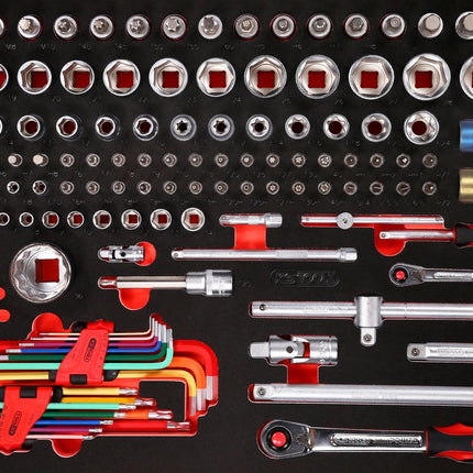 KS TOOLS 1/4'' + 1/2'' Steckschlüssel-Satz in Schaumstoffeinlage, 137-tlg ( 811.1137 ) - Toolbrothers