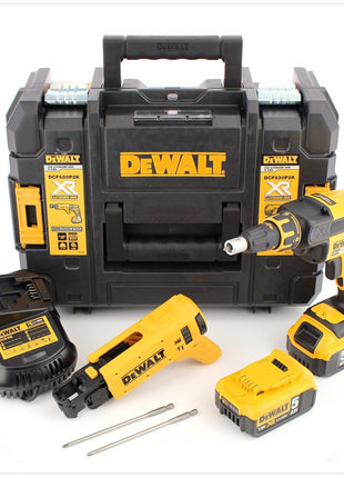 DeWalt DCF 620 P2K Akku Trockenbauschrauber 18 V 30 Nm Brushless + 2x Akku 5,0 Ah + Ladegerät + Magazinvorsatz + TSTAK - Toolbrothers