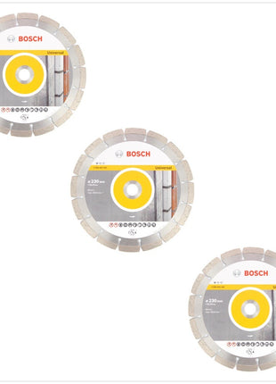 Bosch Standard Universal Diamant Trennscheibe 230 mm 3 Stk. ( 3x 2608615065 ) Beton Aufnahme 22,23 mm - Toolbrothers