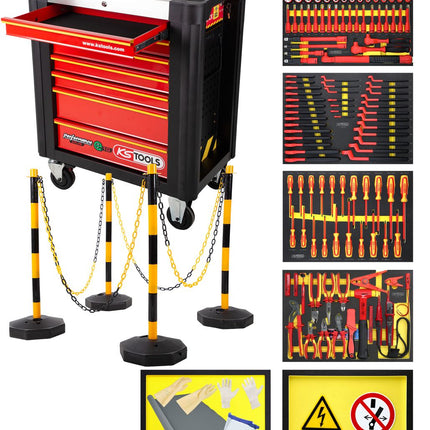 KS TOOLS PERFORMANCEplus Werkstattwagen e10 mit 164 isolierten Werkzeugen für Hybrid- und Elektrofahrzeuge ( 117.6155 ) - Toolbrothers