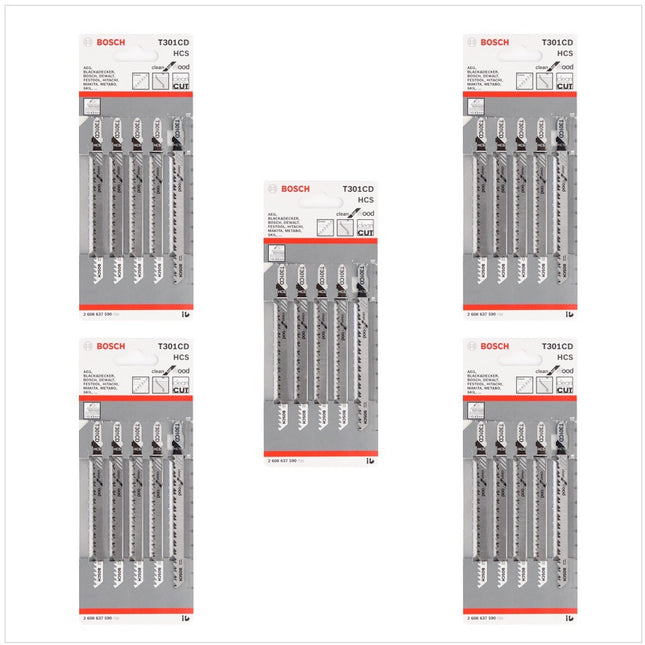 Bosch T 301 CD Stichsägeblätter Clean for Wood 25 Stk. 117 mm ( 2608637590 ) - Toolbrothers