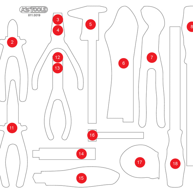 KS TOOLS Leere Schaumstoffeinlage zu 811.0019 ( 811.0019-97 )