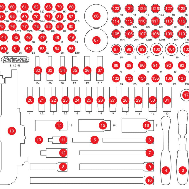 KS TOOLS Inserto de gomaespuma vacío para 811.0156 ( 811.0156-97 )