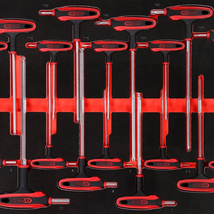 KS TOOLS T-Griff-Winkelstiftschlüssel-Satz in Schaumstoffeinlage, 18-tlg ( 811.1018 )