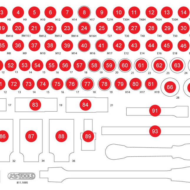 KS TOOLS Insert en mousse vide pour 811.1095 ( 811.1095-97 )