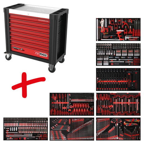 KS TOOLS Performanceplus set de dessertes d'atelier P25 avec 660 outils pour 8 tiroirs (825.8660)