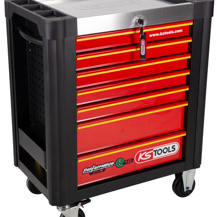 KS TOOLS PERFORMANCEplus e10 SCHWARZ/ROT Werkstattwagen mit 7 Schubladen ( 873.0007 )