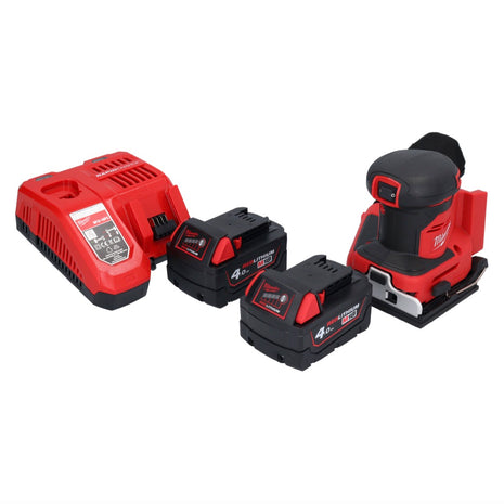 Milwaukee M18 BQSS-402 Akku Schwingschleifer 18 V 113 x 104 mm Brushless + 2x Akku 4,0 Ah + Ladegerät