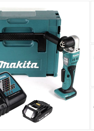 Makita DDA 351 RA1J Akku Winkelbohrmaschine 18 V 13,5 Nm + 1x Akku 2,0 Ah + Ladegerät + Makpac - Toolbrothers