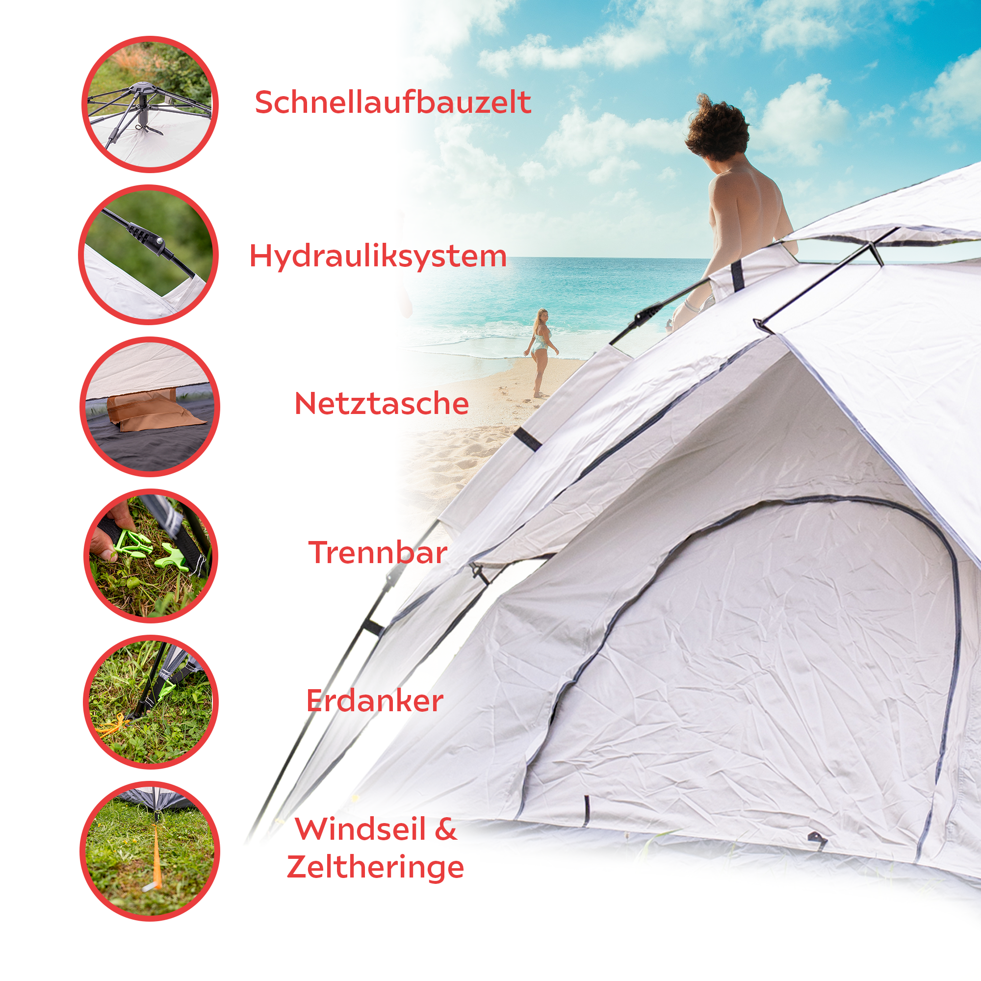 camping zelt set Toolbrothers Outdoor Camping-Set Zelt für 2-4 Personen Hydraulikzelt m