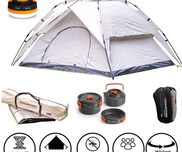Toolbrothers Outdoor Camping-Set Zelt für 2-4 Personen Hydraulikzelt m